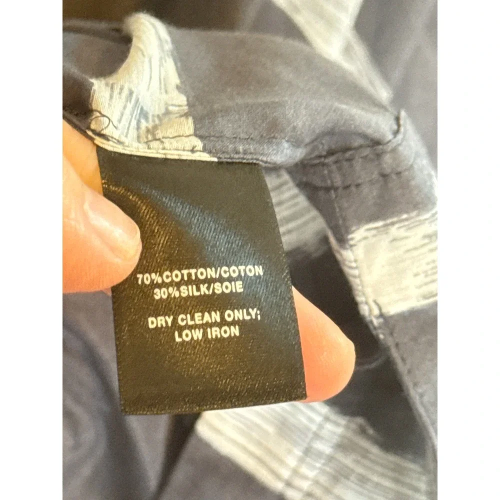 Lafayette 148 New York • Silk‎ Blend Striped Short Sleeve Button Up Shirt Top M - Picture 8 of 8